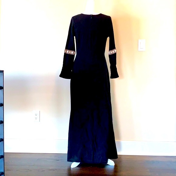 Boho Black Long Sleeved Maxi Dress - Picture 2 of 7